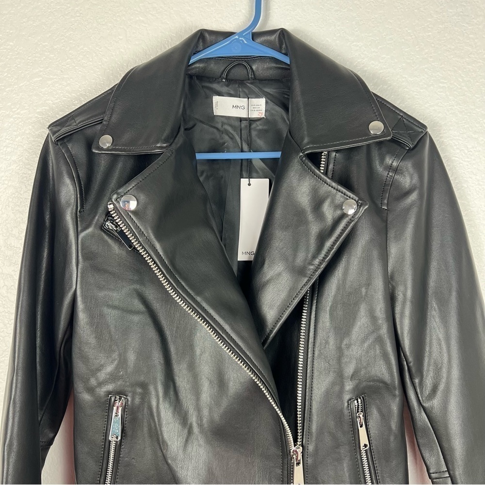 Mango faux leather biker jacket size S - Picture 3 of 9